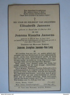 Doodsprentje Treinramp Treinongeval 3 December 1943 Elisabeth Kessel 1919 Joanna Jansens 1923 Dochters Jansens-Van Looy - Devotion Images