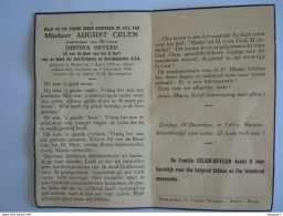 Doodsprentje August Celen Oud-strijder En NSB-er Kessel 1870 1954 Wed. Justina Heylen - Imágenes Religiosas