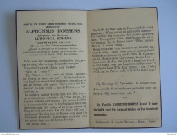 Doodsprentje Alphonsus Janssens Oud-strijder 1914-1918 Berlaar 1886 Kesssel 1954 Echt Ludovica Somers - Devotieprenten