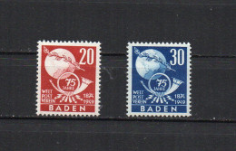 ALLEMAGNE - FR623 - BADE - 1949 - UPU -  N° 56-57 - N* - Charnière - Bade