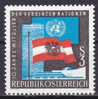 Austria, 1965, Austrian Admission To UN 10th Anniv, 3s, MNH - Nuovi