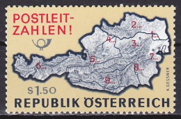 Austria, 1966, Postal Zone Numbers Introduction, 1.50s, MNH - Ongebruikt