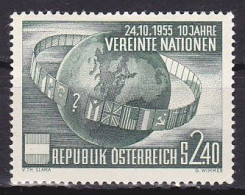 Austria, 1955, United Nations 10th Anniv, 2.40s, MH - Nuevos