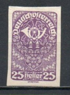 Austria, 1919, Posthorn, 25h/Imperf, MH - Ongebruikt