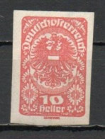 Austria, 1919, Coat Of Arms, 10h/Vermilion Imperf, MH - Ungebraucht