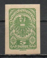 Austria, 1919, Coat Of Arms, 5h/Green Imperf, MH - Ongebruikt