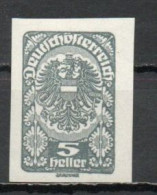 Austria, 1919, Coat Of Arms, 5h/Grey Imperf, MH - Nuevos