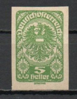 Austria, 1919, Coat Of Arms, 5h/Green Imperf, MH - Nuevos