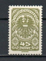 Austria, 1919, Coat Of Arms/White Paper, 45h, MH - Neufs