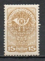 Austria, 1919, Posthorn/White Paper, 15h, MH - Ongebruikt