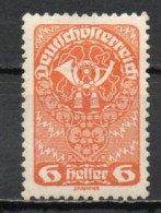 Austria, 1919, Posthorn/White Paper, 6h, MH - Unused Stamps