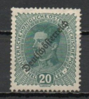 Austria, 1918, Deutschösterreich Overprint, 20h, MH - Ongebruikt