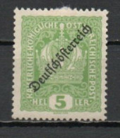 Austria, 1918, Deutschösterreich Overprint, 5h, MH - Neufs