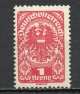 Austria, 1919, Coat Of Arms/White Paper, 1kr/Red, MNH - Nuevos
