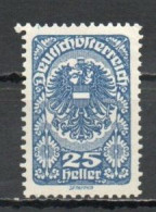 Austria, 1919, Coat Of Arms/White Paper, 25h, MNH - Ongebruikt