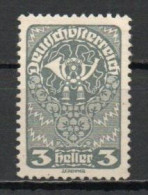 Austria, 1919, Posthorn, 3h, UNUSED NO GUM - Neufs