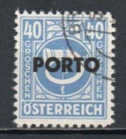 Austria, 1946, Posthorn Overprinted, 40g, CTO - Postage Due