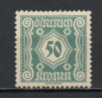 Austria, 1922, Numeral/Small Format, 50kr, MH - Strafport