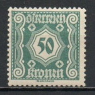 Austria, 1922, Numeral/Small Format, 50kr, MH - Segnatasse