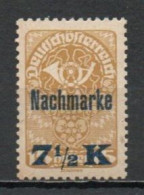 Austria, 1920, Posthorn/Nachmarke Overprint, 7½kr, MH - Segnatasse