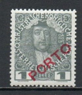 Austria, 1916, Emperor Charles VI/PORTO Overprint, 1h, MH - Segnatasse