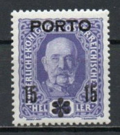 Austria, 1917, Emperor Franz Joseph I/PORTO Overprint, 15h, MH - Taxe