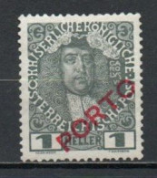Austria, 1916, Emperor Charles VI/PORTO Overprint, 1h, MH - Postage Due