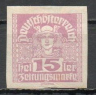 Austria, 1921, Mercury/White Paper, 15h, MH - Journaux