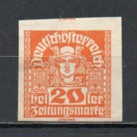 Austria, 1921, Mercury/White Paper, 20h, UNUSED NO GUM - Dagbladen