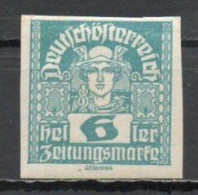 Austria, 1920, Mercury, 6h, MNH - Zeitungsmarken