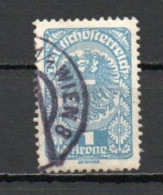 Austria, 1919, Coat Of Arms/White Paper, 1kr/Blue, USED - Gebraucht