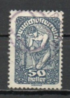 Austria, 1919, Coat Of Arms/White Paper, 50h, USED - Used Stamps