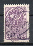 Austria, 1919, Posthorn/White Paper, 25h, USED - Oblitérés