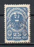 Austria, 1919, Coat Of Arms/White Paper, 25h, USED - Oblitérés