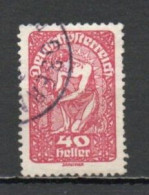 Austria, 1919, Allegory/White Paper, 40h/Red, USED - Oblitérés
