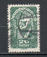 Austria, 1919, Allegory/White Paper, 20h/Dark Green, USED - Gebruikt