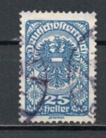 Austria, 1919, Coat Of Arms/White Paper, 25h, USED - Oblitérés