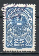 Austria, 1919, Coat Of Arms/White Paper, 25h, USED - Gebruikt
