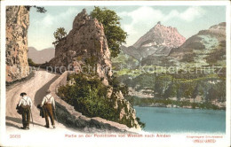 11737572 Walensee Poststrasse Von Weesen Nach Amden Wanderer Muertschenstock Wal - Andere & Zonder Classificatie