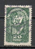 Austria, 1919, Allegory/White Paper, 20h/Dark Green, USED - Oblitérés