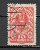 Austria, 1919, Coat Of Arms/White Paper, 10h/Vermilion, USED - Oblitérés