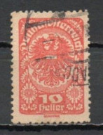 Austria, 1919, Coat Of Arms/Thick Grey Paper, 10h/Vermilion, USED - Gebruikt