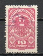 Austria, 1919, Coat Of Arms/White Paper, 10h/Red, USED - Used Stamps