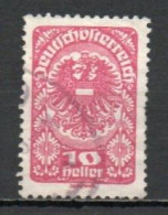 Austria, 1919, Coat Of Arms/White Paper, 10h/Red, USED - Used Stamps