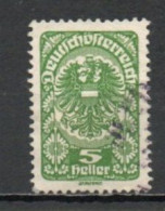 Austria, 1919, Coat Of Arms/White Paper, 5h/Green, USED - Used Stamps