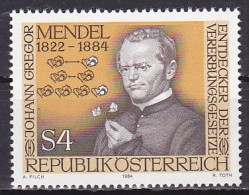 Austria, 1984, Johann Gregor Mandel, 4s, MNH - Neufs