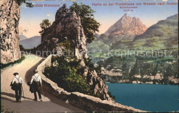 11737571 Walensee Poststrasse Von Weesen Nach Amden Wanderer Muertschenstock Wal - Andere & Zonder Classificatie