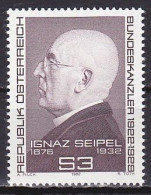 Austria, 1982, Ignaz Seipel, 3s, MNH - Unused Stamps