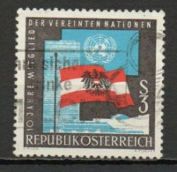 Austria, 1965, Austrian Admission To UN 10th Anniv, 3s, USED - Usados