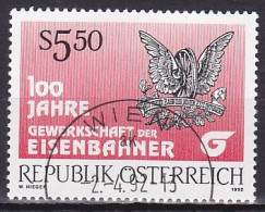 Austria, 1992, Railway Workers Union Centenary, 5.50s, CTO - Gebraucht